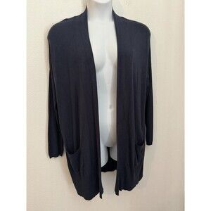Primark Sweater Cardigan Knit Longline Size 10 US 14 UK Navy Blue Pockets Office